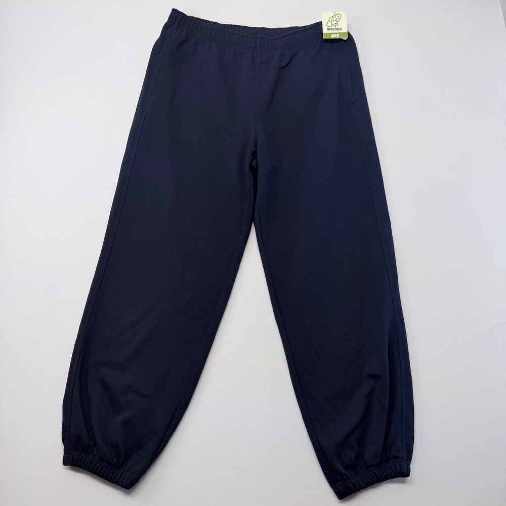 Green Dog Guy Navy Blue Jogger Sweatpants Elastic Waist Relaxed Fit Pockets